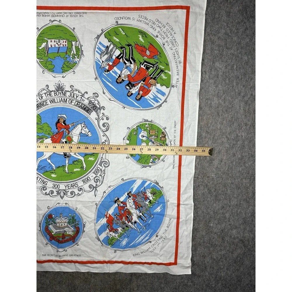 Vintage 1990 Battle of the Boyne Tea Towel William of Orange Irish Linen 33